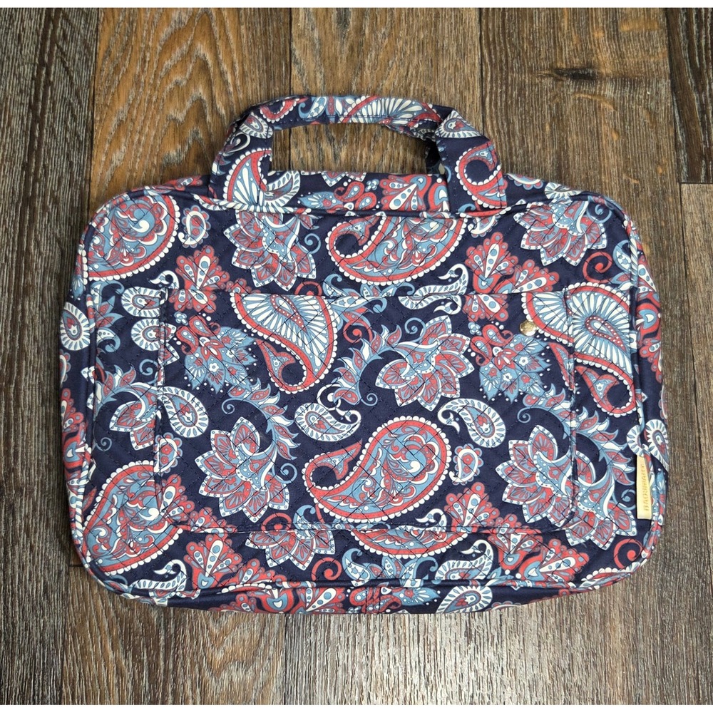 Bagsmart Hanging Toiletry Bag Quilted Paisley Travel Organizer Blue Red Large
